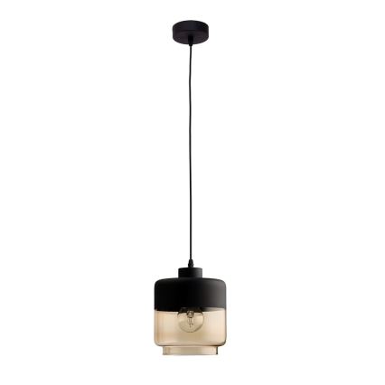 Atsarginis stiklas šviestuvui AMBER E27 Ø 14 cm — juodas / dūminis smėlinis