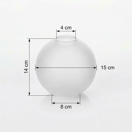 Atsarginis stiklas šviestuvui E27, skersmuo 15 cm, matinė balta