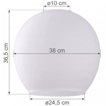 Atsarginis stiklas šviestuvui KULA E27, skersmuo 38 cm, baltas/skaidrus
