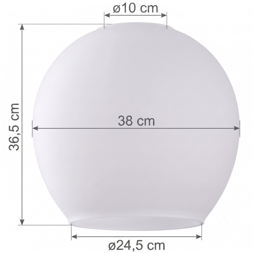 Atsarginis stiklas šviestuvui KULA E27, skersmuo 38 cm, baltas/skaidrus