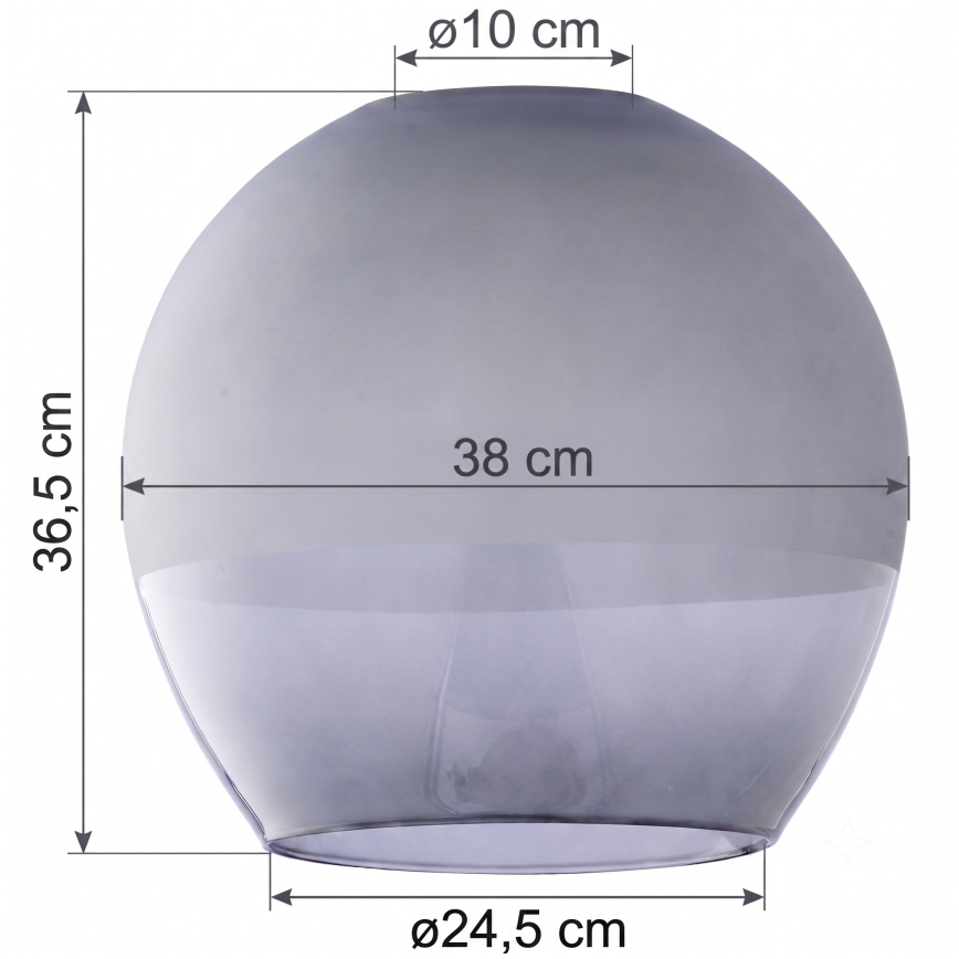 Atsarginis stiklas šviestuvui KULA E27, Ø 38 cm, dūminė pilka