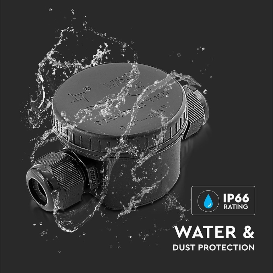 Atsparus vandeniui jungiamasis lizdas IP66 juodas