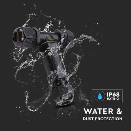 Atsparus vandeniui jungiamasis lizdas IP68 juodas