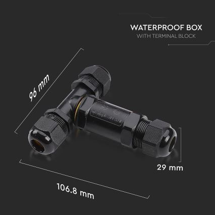 Atsparus vandeniui jungiamasis lizdas IP68 juodas