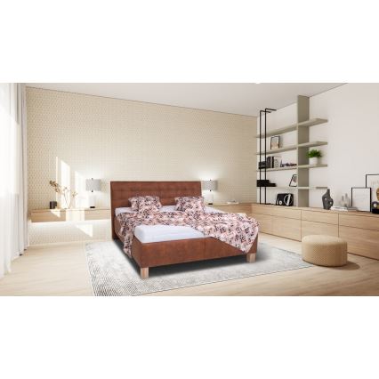 Audimo lova su saugojimo vieta be čiužinio VIOLET 160x200 cm konjako rudos spalvos
