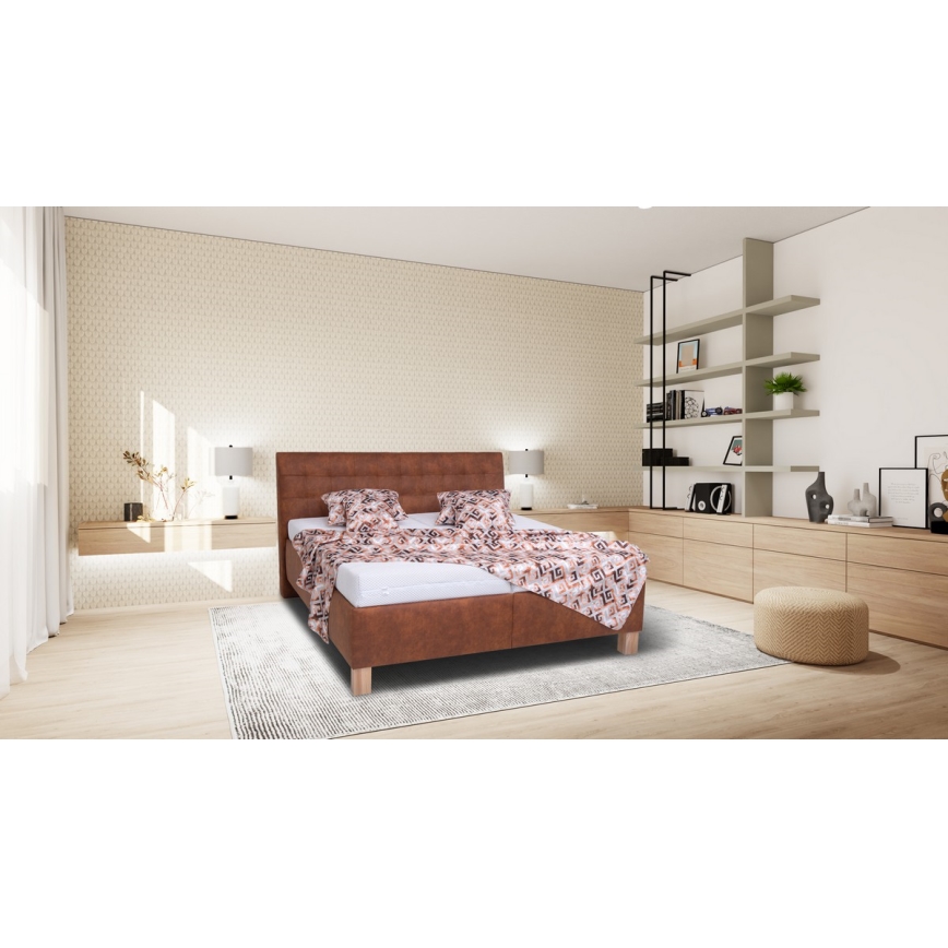 Audimo lova su saugojimo vieta be čiužinio VIOLET 160x200 cm konjako rudos spalvos
