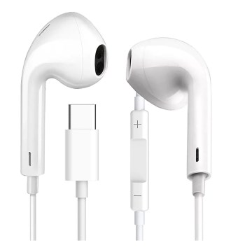 Ausinės su mikrofonu USB-C baltos spalvos