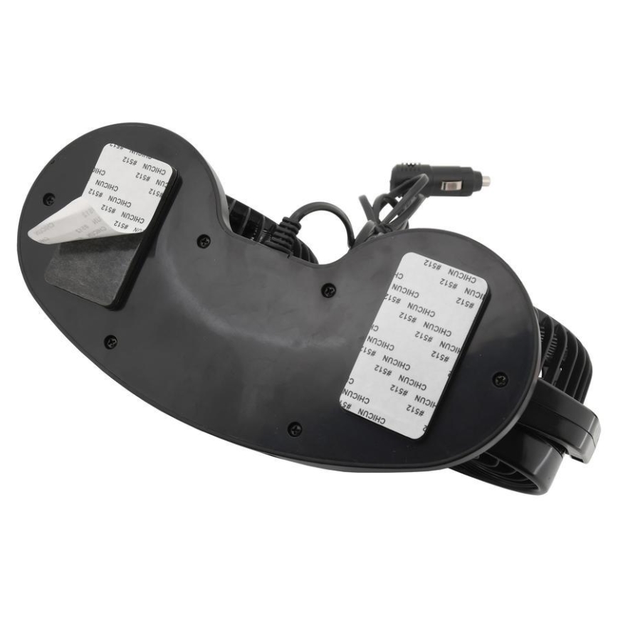 Automobilio prietaisų skydelio ventiliatorius su termometru 9W/12V juoda