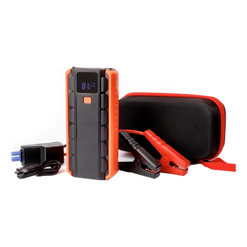 Automobilio starterio komplektas 1000A su maitinimo banku 12000 mAh PD 10W ir LED žibintuvėlis su kabliu ir magnetu