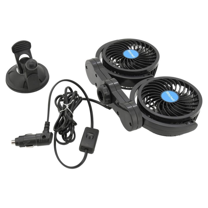 Automobilio ventiliatorius su siurbtuku 7W/12V juoda