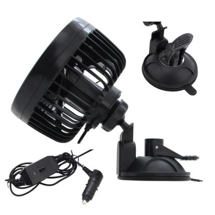 Automobilio ventiliatorius su siurbtuku 9W/12V juoda