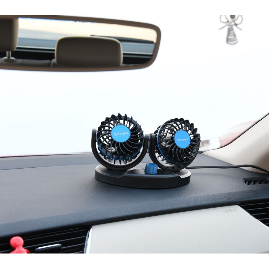 Automobilis dashboard fan Su USB 3W/5V juoda