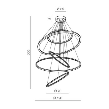 Azzardo AZ3138 - LED pritemdomas sietynas, kabinamas ant virvės WHEEL LED/190W/230V