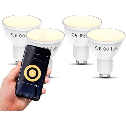B.K. Licht 1261 - KOMPLEKTAS 4x LED pritemdoma elektros lemputė GU10/5,5W/230V Wi-Fi Tuya 2700K
