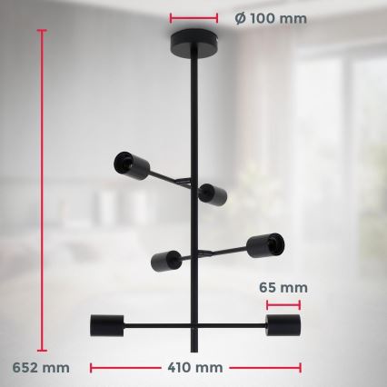 B.K. Licht 1344 - Sietynas ant stulpo 6xE27/60W/230V