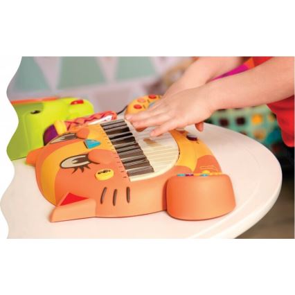 B-Toys - Vaikiškas pianinas su mikrofonu Cat 4xAA