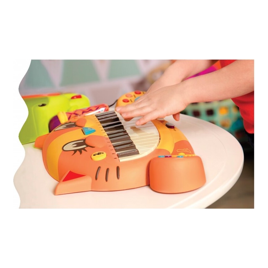 B-Toys - Vaikiškas pianinas su mikrofonu Cat 4xAA