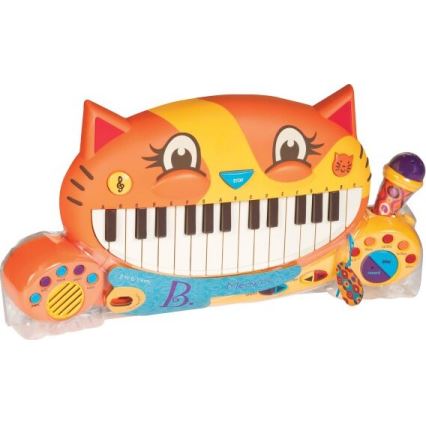 B-Toys - Vaikiškas pianinas su mikrofonu Cat 4xAA