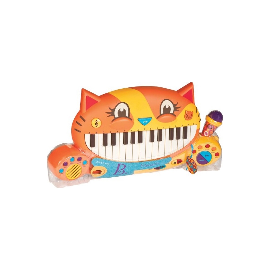 B-Toys - Vaikiškas pianinas su mikrofonu Cat 4xAA