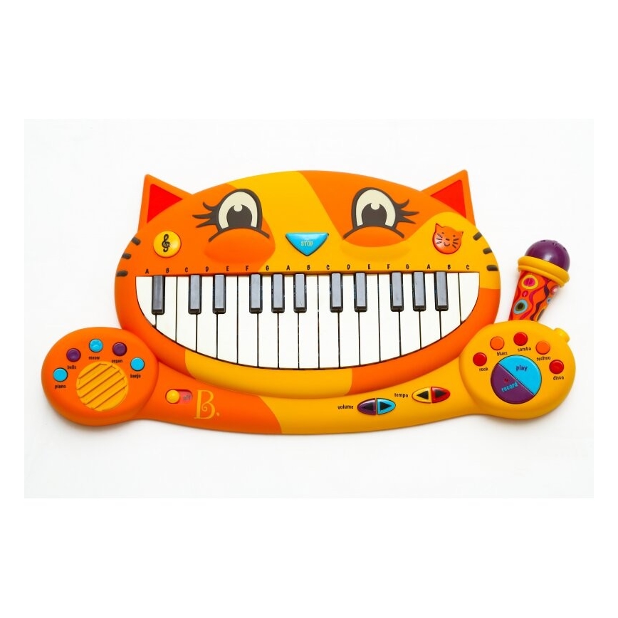B-Toys - Vaikiškas pianinas su mikrofonu Cat 4xAA