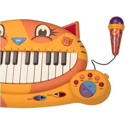 B-Toys - Vaikiškas pianinas su mikrofonu Cat 4xAA