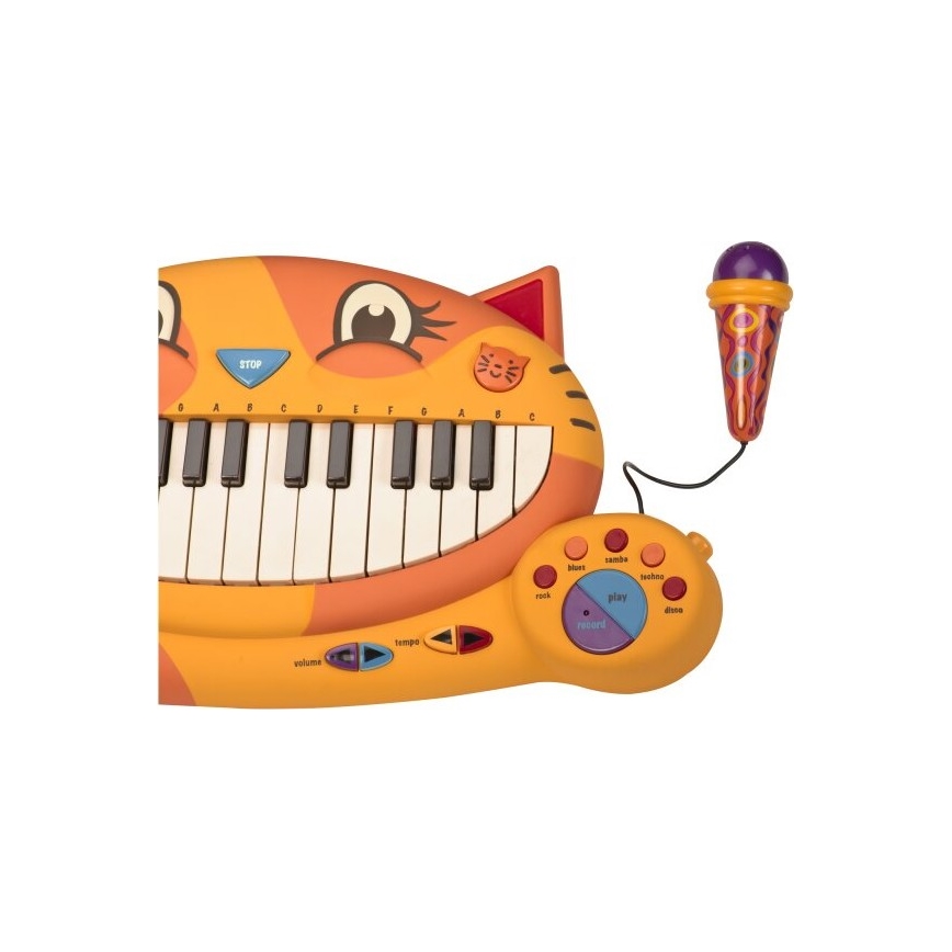 B-Toys - Vaikiškas pianinas su mikrofonu Cat 4xAA