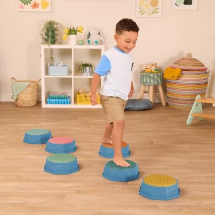 B-Toys - Vaikų pusiausvyros akmenys BALANCE & HOP 6 vnt.