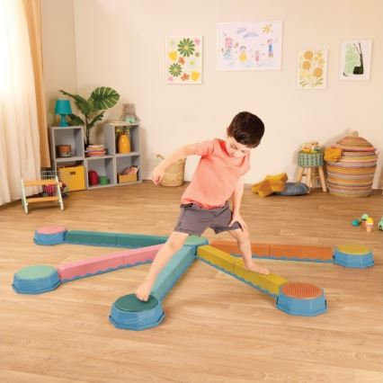 B-Toys - Vaikų pusiausvyros akmenys BALANCE & HOP 6 vnt.