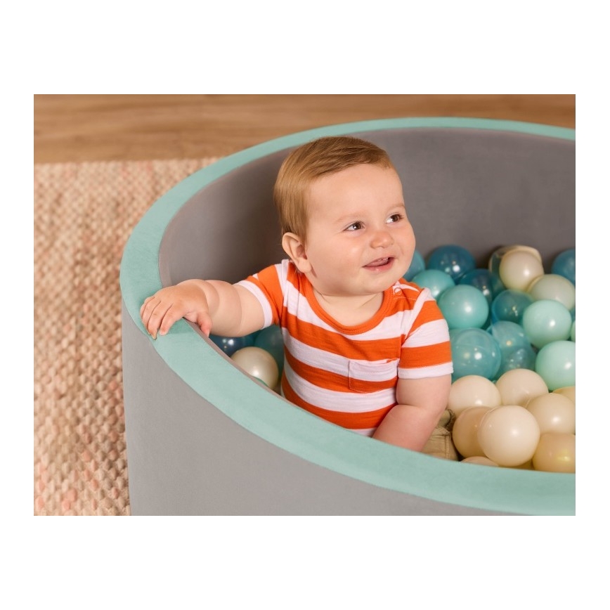 B-Toys - Vaikų sausas baseinas su kamuoliais diametras 89 cm pilka/turkis