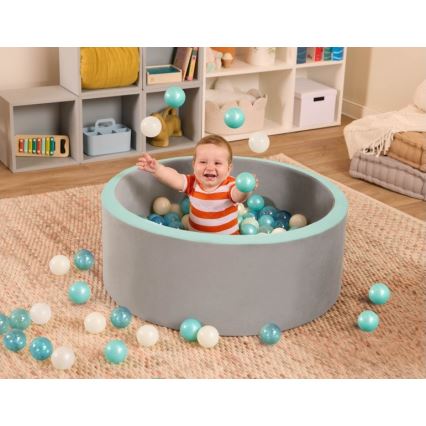 B-Toys - Vaikų sausas baseinas su kamuoliais diametras 89 cm pilka/turkis