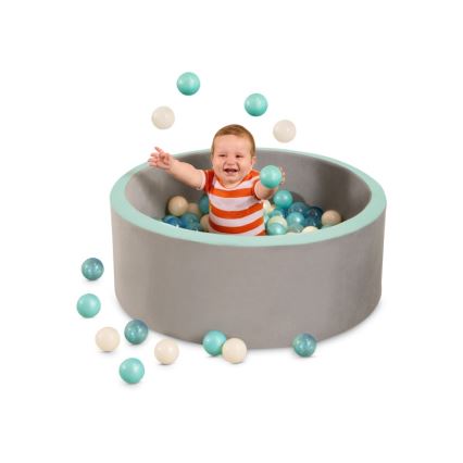B-Toys - Vaikų sausas baseinas su kamuoliais diametras 89 cm pilka/turkis