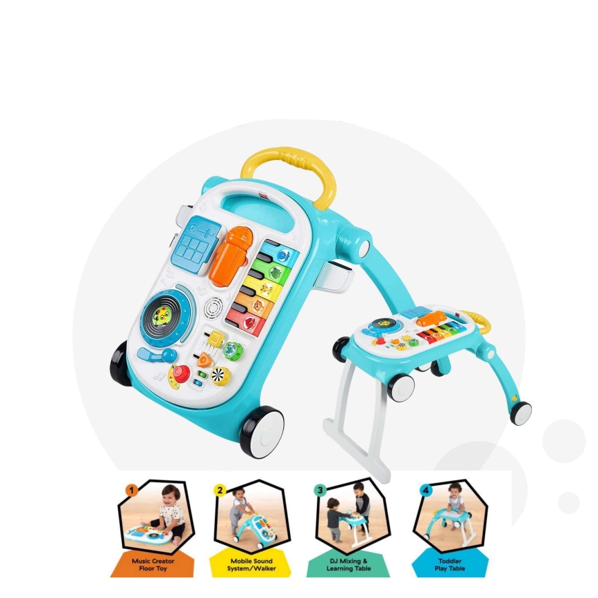 Baby Einstein - Kūdikių vaikštynė su veiklomis 4in1 MUSICAL MIX ‘N ROLL 3xAA