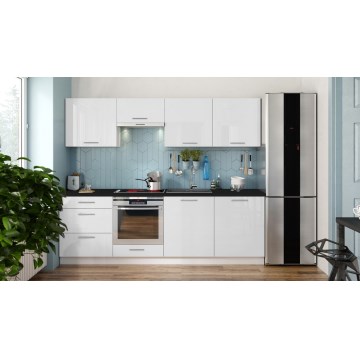 Baldai virtuvei CELESTE, 240 cm, blizgus baltas