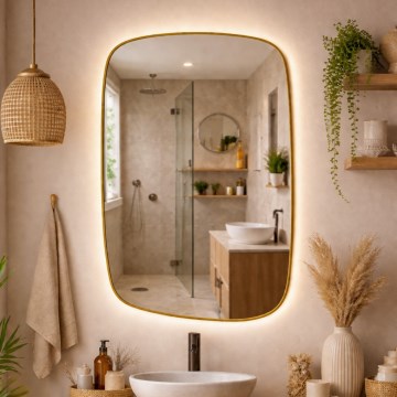 Baltica Design - LED vonios kambario sieninis veidrodis su apšvietimu STONE CALM LED/15W/230V 4500K 90x60 cm IP65 auksinis