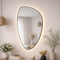 Baltica Design - LED vonios kambario sieninis veidrodis su integruotu apšvietimu STONE FLUID LED/15W/230V 2700K 92x55 cm IP65 juoda