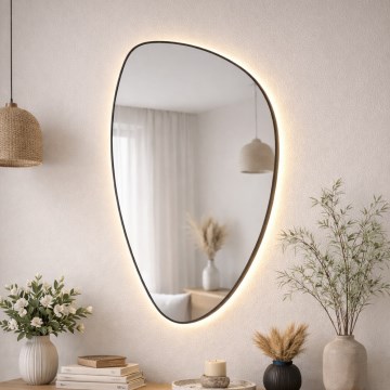 Baltica Design - LED vonios kambario sieninis veidrodis su integruotu apšvietimu STONE FLUID LED/15W/230V 2700K 92x55 cm IP65 juoda