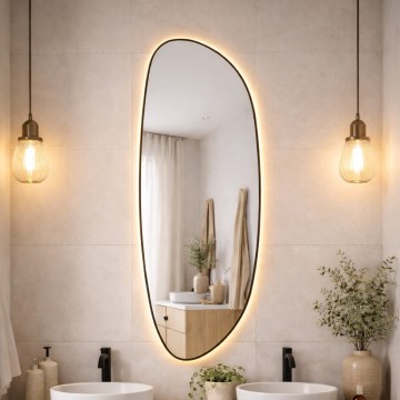 Baltica Design - LED vonios sieninis veidrodis su apšvietimu STONE FLUID LED/15W/230V 2700K 155x50 cm IP65 juodas