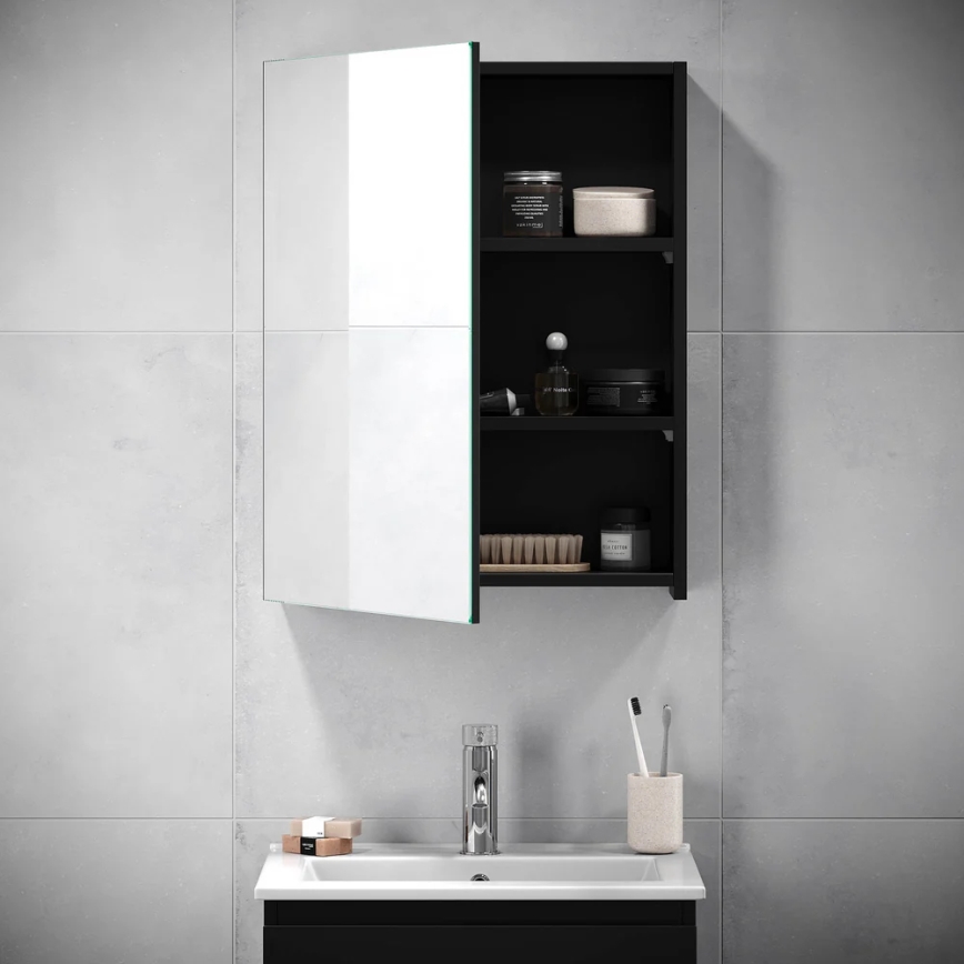 BATH DELUXE 02-050-63-02-01 - Veidrodinė vonios spintelė KENWOOD 65x50 cm matinė juoda
