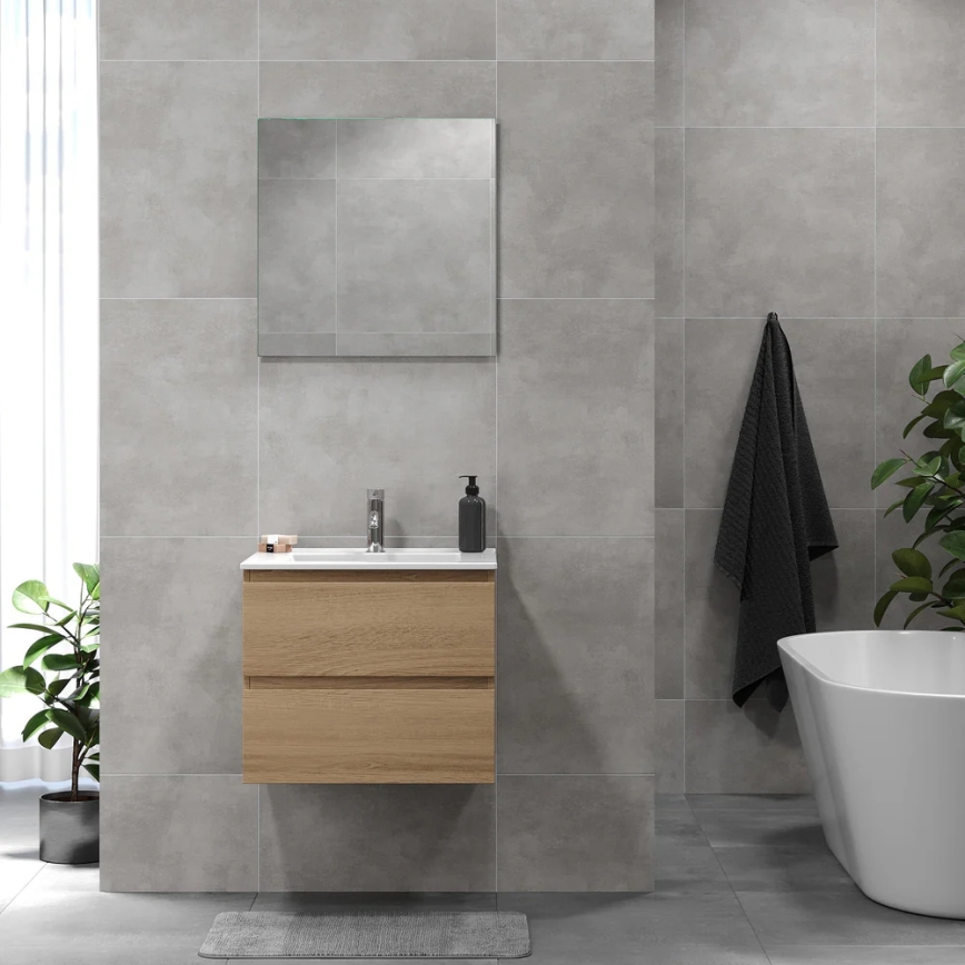 BATH DELUXE 03-060-64-86-01 - Vonios spintelė su praustuvu KENWOOD 61 cm ąžuolas