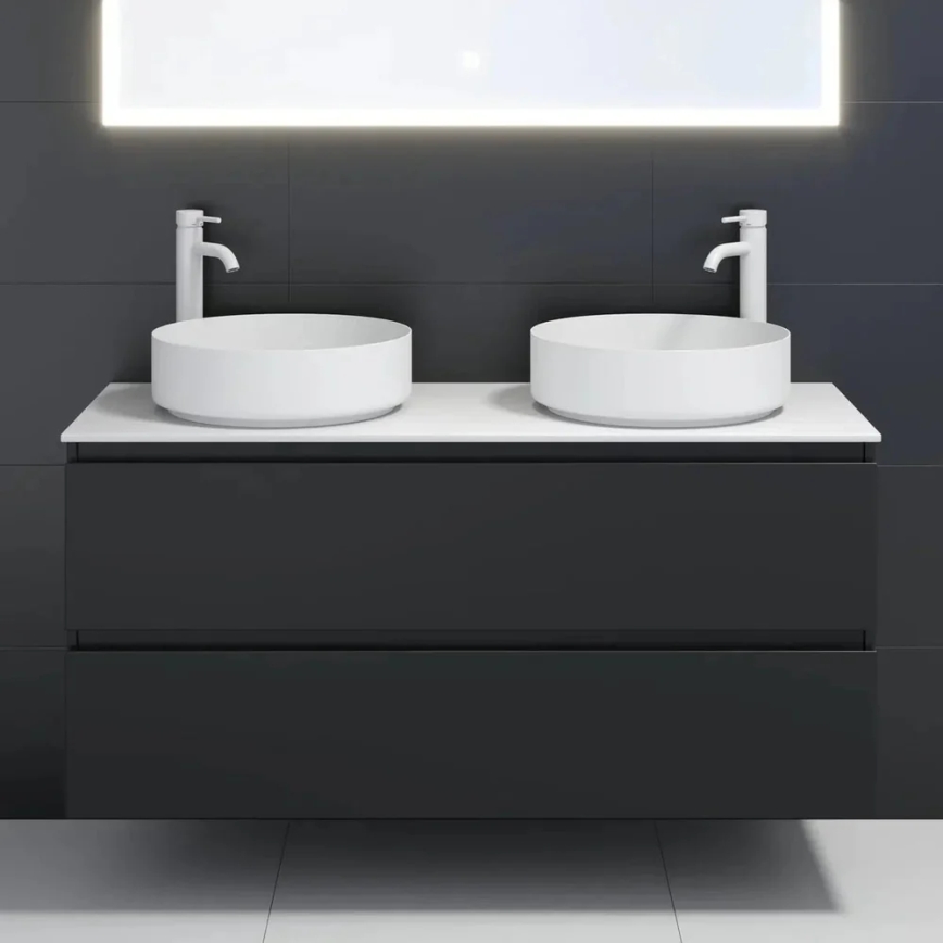 BATH DELUXE 06-040-16-01-00 - Praustuvas ant stalviršio LJORDAL, skersmuo 40 cm, iš nerūdijančio plieno / matinė balta