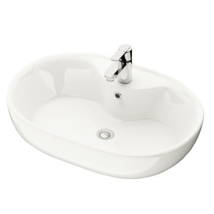 BATH DELUXE 06-060-08-11-00 - Praustuvas ant stalviršio TROMSO 59,5x41 cm keramika/blizgi balta