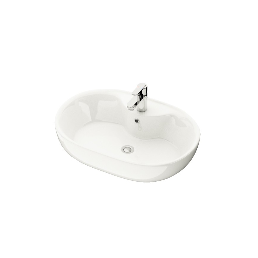BATH DELUXE 06-060-08-11-00 - Praustuvas ant stalviršio TROMSO 59,5x41 cm keramika/blizgi balta