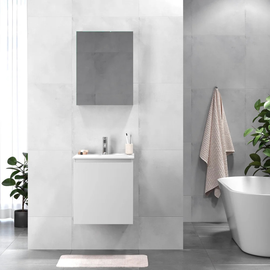 BATH DELUXE 09-050-63-01-01 - Vonios spintelė su praustuvu KENWOOD 51 cm matinė balta