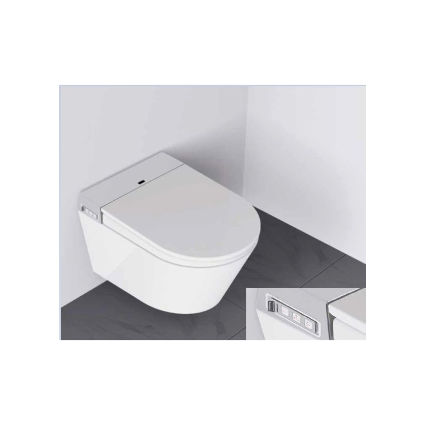 BATH DELUXE 21-040-02-11-00 - Pakabinamas WC su bide ir dangčiu su lėtu uždarymu (SoftClose) TISVILDELEJE 1600W/230V balta + nuotolinis valdymas