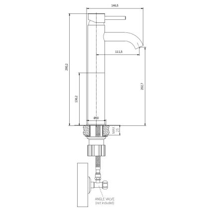 BATH DELUXE 28-005-02-70-00 - Praustuvo čiaupas DRAGOR 29 cm šukuotas žalvaris