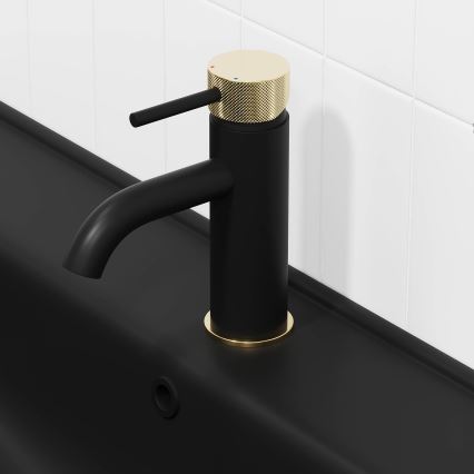 BATH DELUXE 28-005-03-72-00 - Praustuvo čiaupas ANHOLT 15,6 cm juoda/žalvaris