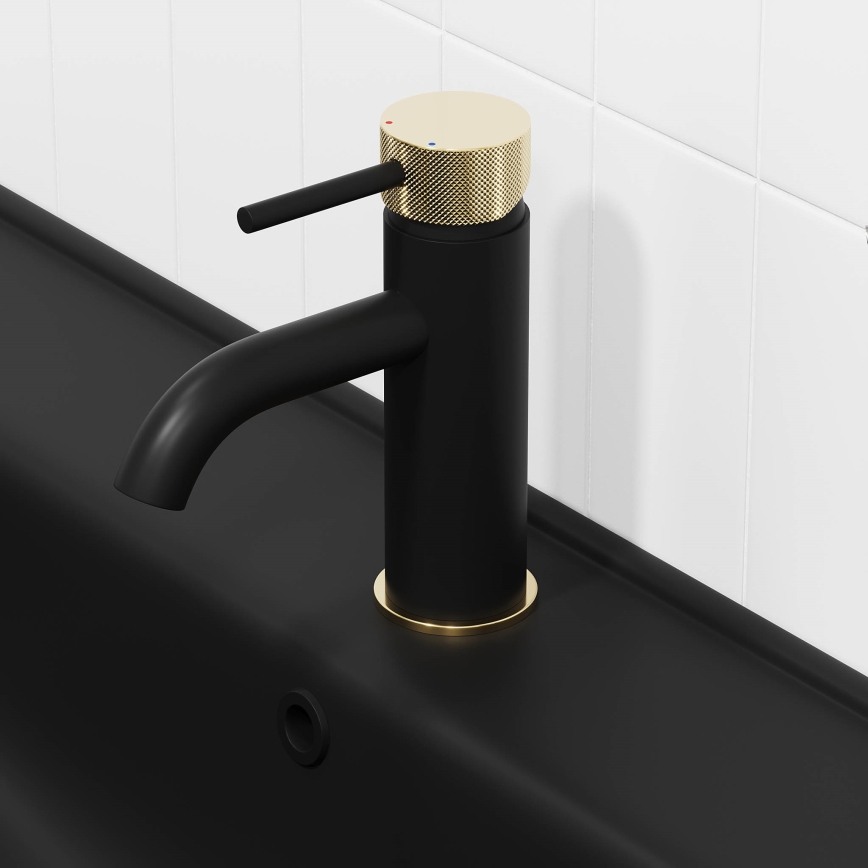 BATH DELUXE 28-005-03-72-00 - Praustuvo čiaupas ANHOLT 15,6 cm juoda/žalvaris