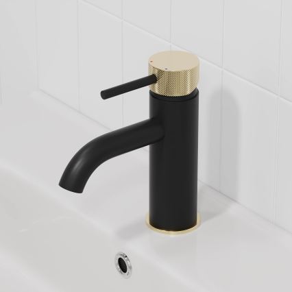 BATH DELUXE 28-005-03-72-00 - Praustuvo čiaupas ANHOLT 15,6 cm juoda/žalvaris