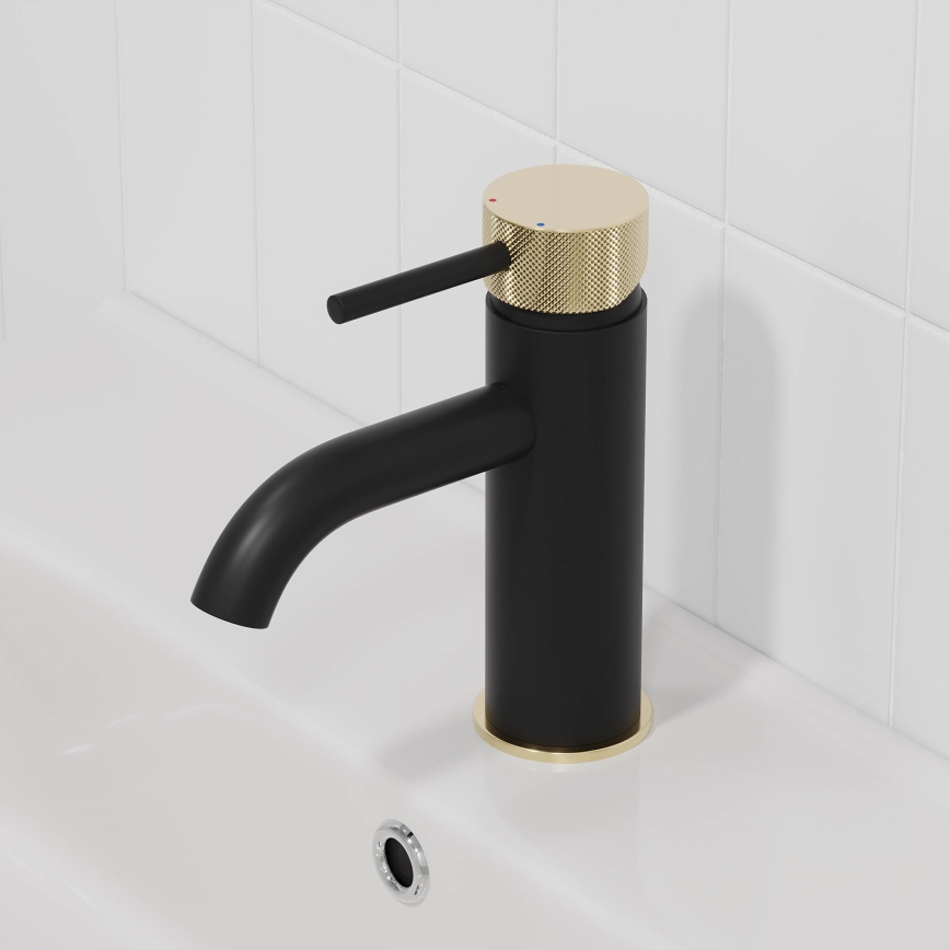 BATH DELUXE 28-005-03-72-00 - Praustuvo čiaupas ANHOLT 15,6 cm juoda/žalvaris
