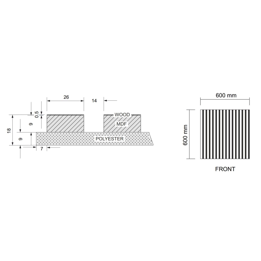 BATH DELUXE 54-060-08-84-12 - KOMPLEKTAS 4x Akustinė sienų plokštė DANVIKEN 60x60 cm graikinis riešutas